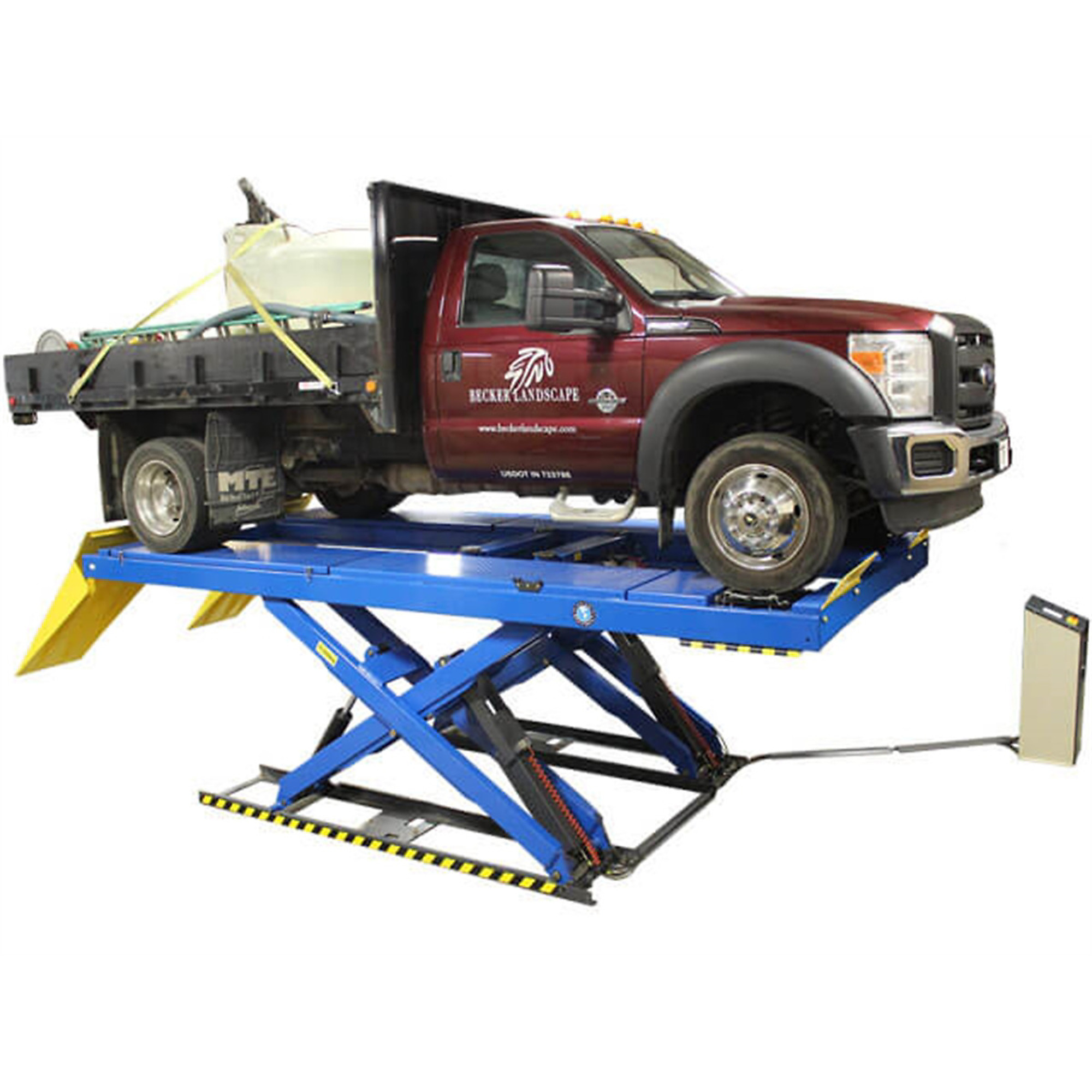 Atlas Automotive Equipment PX16A-CF-KIT Full-rise Commercial-grade Alignment Scissors Lift, Front Crossbeam, 16,000lbs., Air-Operated Single Point Lock Release, Built in Slip Plates, Turntables/Covers